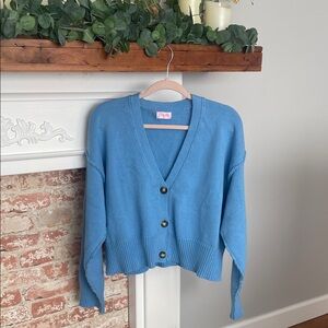 Pink Lily Sky Blue Cardigan Sweater Size Small